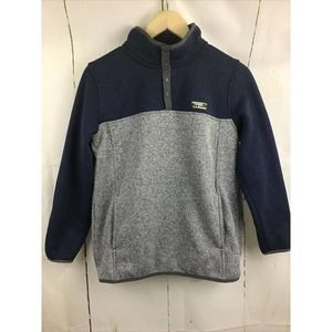 LL BEAN Boy’s Blue/Gray Colorblock 1/4 Snap Fleece Pullover Sweater Sz. XL 18